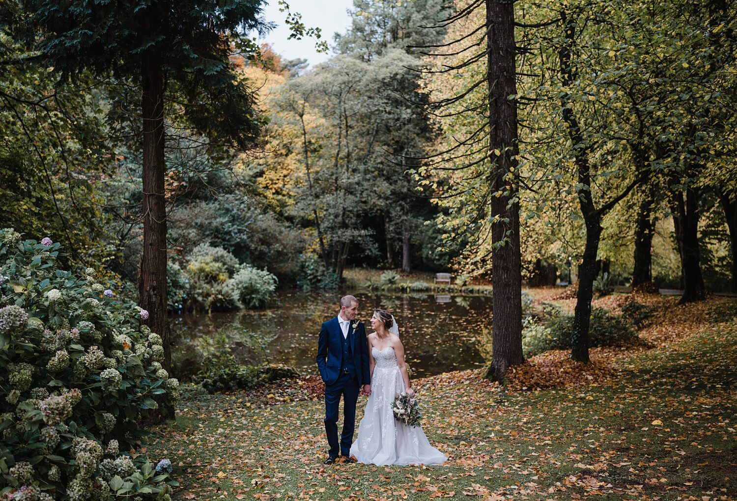 wedding photography at Magheramorne estate in autumn