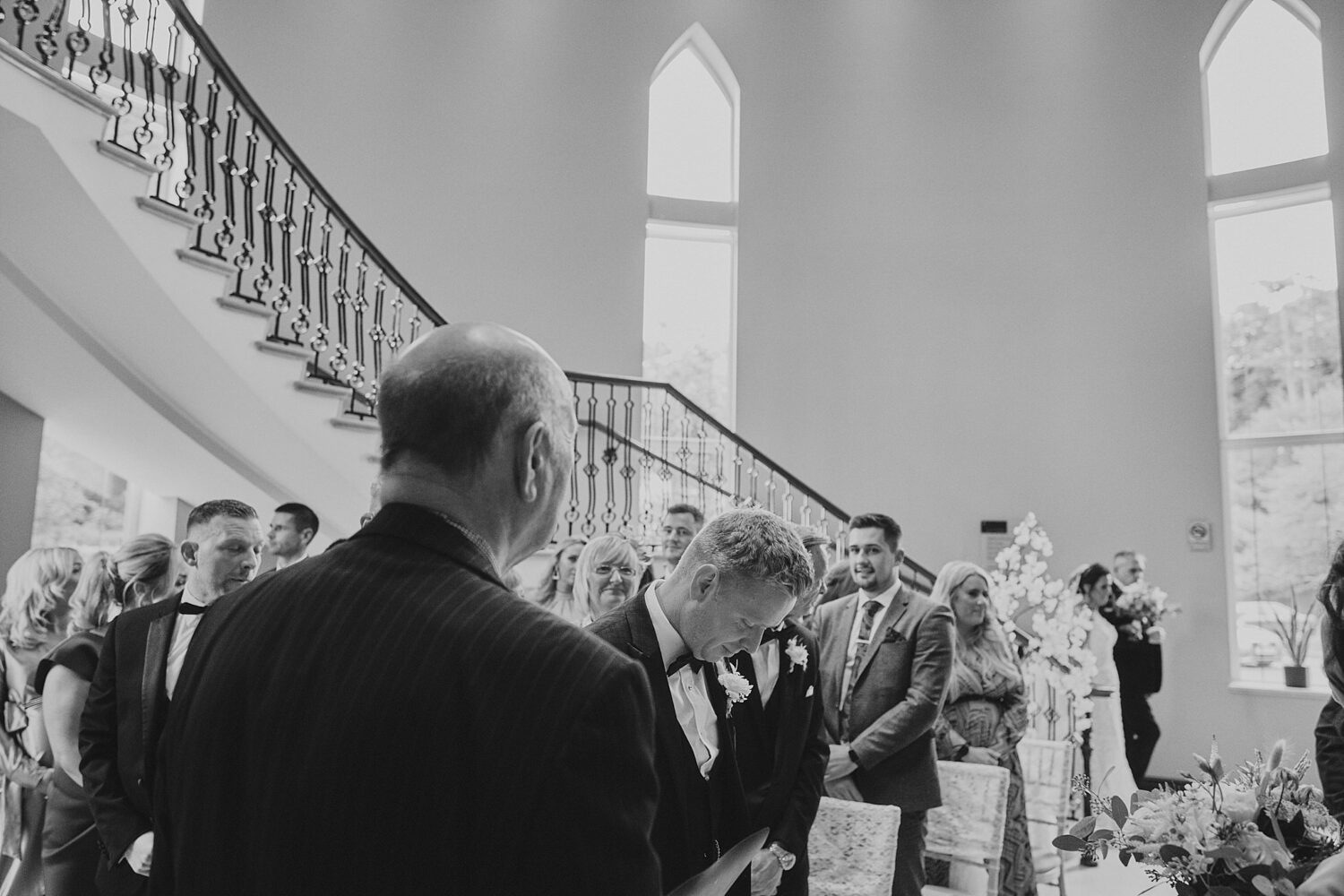 groom waiting on arrival of bride