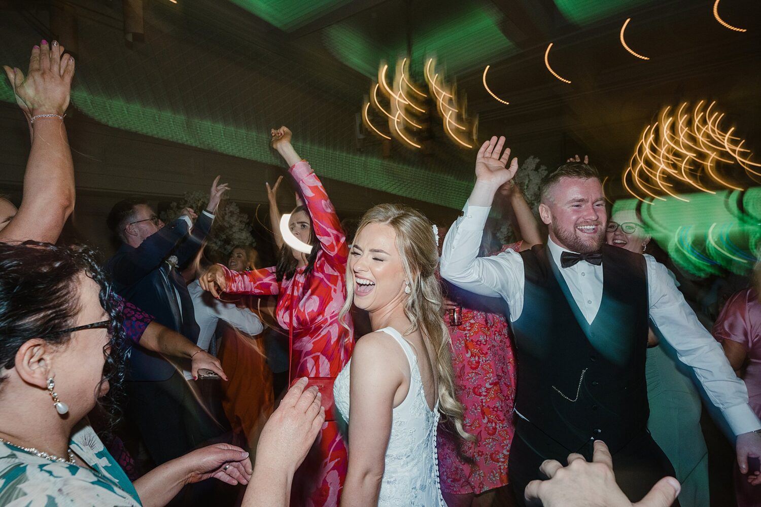 bride and groom on dancefloor in Renaissance Suite