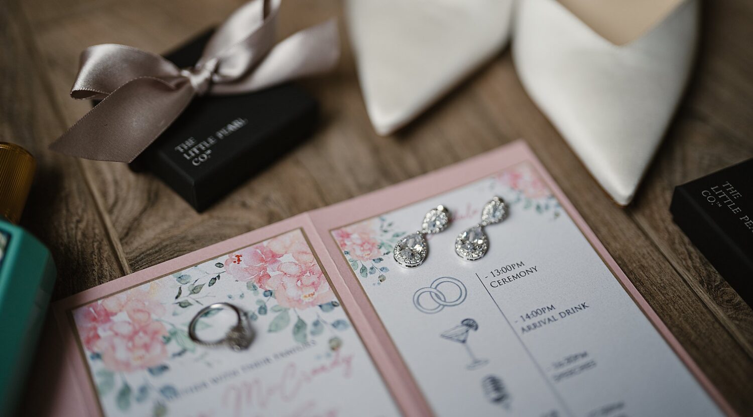 details of jewellery for bridal prep